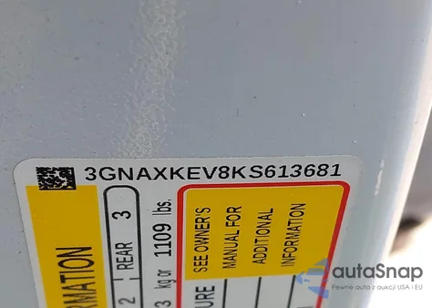2019 Chevrolet Equinox Lt from USA, damaged, VIN 3GNAXKEV8KS613681